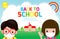 Back to school for new normal lifestyle concept, Social Distancing, asian children wearing a surgical protective Medical mask