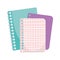 Back to school, notebook and lines and grid papers elementary education cartoon