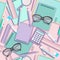 Back to school paper art seamless pattern with glasses, pencil