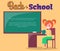 Back to School Poster with Redhead Girl Profile