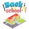 Back to School Poster with School Area Isolated 3D
