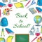 Back to school poster of school supplies sketches