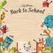 Back to school poster, Welcome colorful template with stationery supplies.