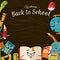 Back to school poster, Welcome colorful template with stationery supplies.