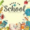 Back to school poster, Welcome colorful template with stationery supplies.