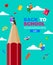 Back to school, read the book, big pencil,kids, social distancing, flat design, vector illustration