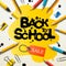 Back to school sale poster and banner with colorful pencils and elements for retail marketing promotion and education