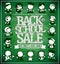 Back to school sale poster design concept with teachers, students and pupils cartoon figures