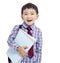 Back to school. Schoolboy student holding with books