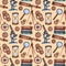 Back to school - Science seamless pattern. Watercolor educational background. Can be used for wallpaper, pattern fills