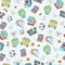 Back to school seamless pattern featuring school life objects