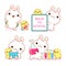 Back to school. Set of kawaii bunny and duckling