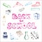 Back to school set of school doodle illustrations