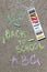 Back to school sigh written with colored chalks on a pavement. Drawing Back to school on an asphalt. and vacation concept.