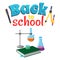 Back to School Sticker with Laboratory Equipment