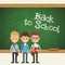 Back to school students boy chalkboard text