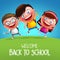 Back to school students vector characters funny boys and girls kids jumping