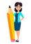 Back to school. Teacher woman cartoon character