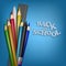 Back To School Template. School Supplies. Pencils, Pen and Ruler