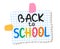 Back to school text on checkered paper vector illustration