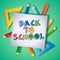 Back to school text drawing by colorful pencils card