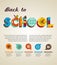 Back to school - text with icons. Vector concept