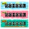 Back to School Three Color Banners Vector with flipping alphabet