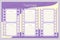 Back to school Timetable. Classroom timetable with film frame. Plan note education. Planner, table class, template