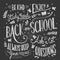 Back to school typography drawing on blackboard with motivational messages, hand lettering
