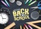 Back to school vector background. Colorful school supplies and educational items with back to school text