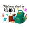Back to School vector backpack stationery poster