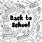 Back to school vector card. Drawing supplies for school and office.