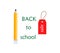 Back to school . Vector compocition with colorful school pensils and red sale teg in white background.