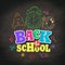 Back to school vector design with colorful texts and education related