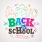 Back to school vector design with colorful title text surrounded