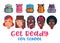 Back to School vector illustration. Childrens heads ready to school with colorful backpack. New school backpacks and