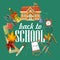 Back to school vector illustration. School supplies