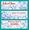 Back to School vector sketch stationery banner