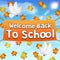 Back to school vinyl banner on autumn sky