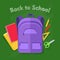 Back to School. Violet Backpack. Office Supplies