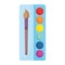 Back to school, watercolor palette paint brush elementary education cartoon