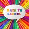 Back to school words on colorful rays