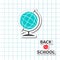 Back to school World globe on paper sheet background Exercise book.
