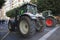 Back of tractors that are in a massive protest in the city in favor of agriculture