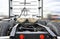 Back view of big rig semi truck tractor with fifth wheel and chassis