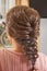 Back view of braided hairdo.