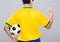 Back view of Brazil football player fist up