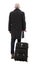 Back view of business man with carry on luggage