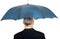 Back view businessman with umbrella