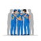 Back View Of Cricket Players Standing Together On White